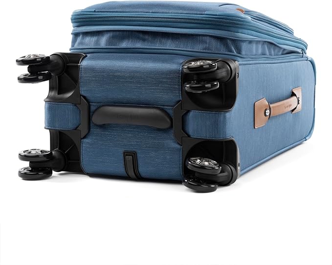 Travelpro Platinum Elite Softside Expandable Luggage, 8 Wheel Spinner Suitcase, TSA Lock, Men and Women, Coastal Blue, 2-Piece Set (21/25)
