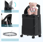 advwin 22" Ride On Luggage with Seat for Kids & Adults, Lightweight Hardside Ride-On Suitcase with Front Opening, TSA Lock, 360° Spinner Wheels, Black