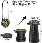 ALEVMOOM Upgraded Telescoping Collapsible Stool with Cushion, Folding Stool with Printing Portable Retractable Foldable Seat Max Load 600lbs for Adults Camping Fishing Outdoor