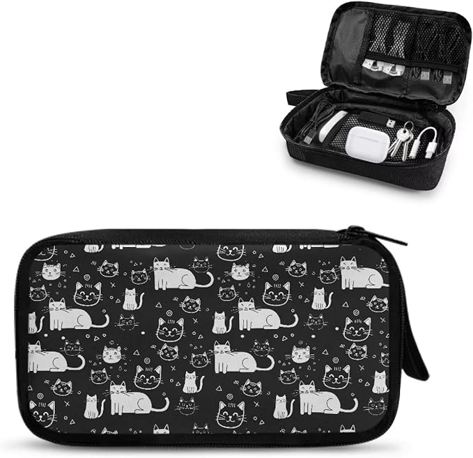 Cats Print Electronic Organizer Travel Case Waterproof Travel Cord Organizer Pouch, All-in-One Storage Bag for Accessories, Charger, Cable