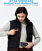 Heated Vest Battery Pack,10000mAh 5V 2A Power Bank Specially Designed for Heated Jacket, Heated Clothes,Heated Coat,Heated Pants.