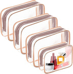 AURUZA Clear Makeup Bag,Portable Travel Toiletry Bags with Zipper, TSA Approved Clear Organizer Bags, PVC Cosmetic Pouch for Airport Airline Compliant