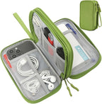 CAAORDKSO Electronic Organizer Travel Cable Accessories Bag, Tech Pouch Electronic Organizer Case, Travel Essentials for Cable, Cord, Charger, Phone, SD Card, Power Bank, Earphone (Grass Green,Medium)