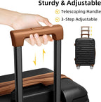 6 Piece Luggage Sets with Bags, Lightweight Expandable Checked Luggage Sets, Hardshell ABS Spinner Wheels Carry on Suitcase with TSA Lock, for Travel, Women Men (Black Brown, 18/20/24/28inch+2bags)