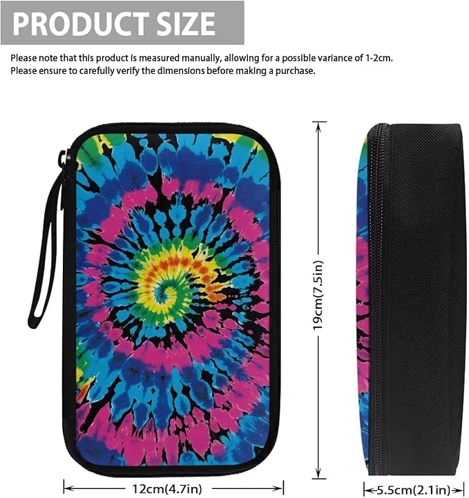Tie Dye Print Portable Travel Cable Organizer Bag, Tech Storage Bag for Cord, Charger, Phone, Earphone, Hard Drive, USB, SD Card and Electronic Accessories