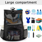 Swim Bag for Kids Mesh Beach Backpack for Boys Lightweight Drawstring Beach Bag Swimming Pool Sports Gym String Bag (Black)