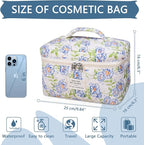 Gosect Large Makeup Bag, Cute Cosmetic Bag for Women Girls, Floral Coquette Aesthetic Toiletry Bag, Travel Make Up Organizer Bag (light blue)
