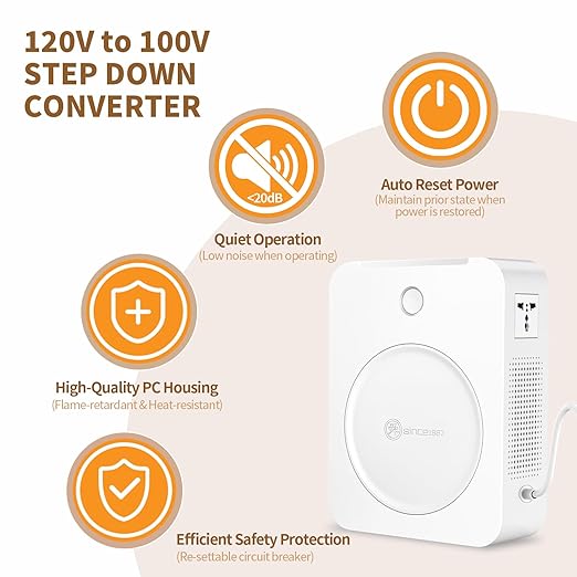 SUNSHUN 800 Watts Step Down Transformer 120v to 100v Japan Voltage Converter Power Converter for Japanese Appliances Used in US Canada Mexico