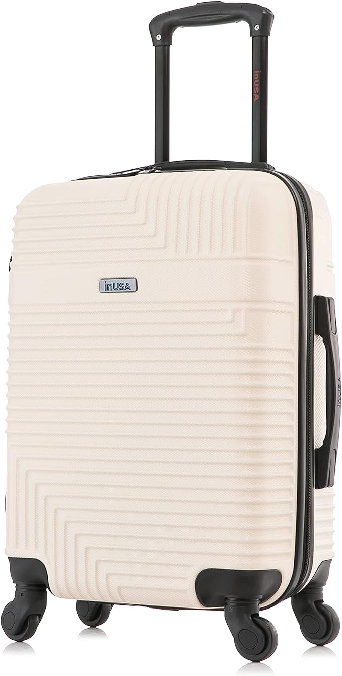 InUSA RESILIENCE Luggage with Spinner Wheels | Durable Lightweight Hardshell Suitcase, Spacious Travel Bag with Handle and Trolley | 20-Inch Carry On Small Luggage | Sand