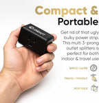 Unidapt Multi Plug Outlet Extender - 3 Way Wall Outlet Splitter, Cruise Ship Approved Power Adapter, Compact Travel Plug Expander for Home, Office, Dorm Room, or Cruise Cabin - Black 2-Pack