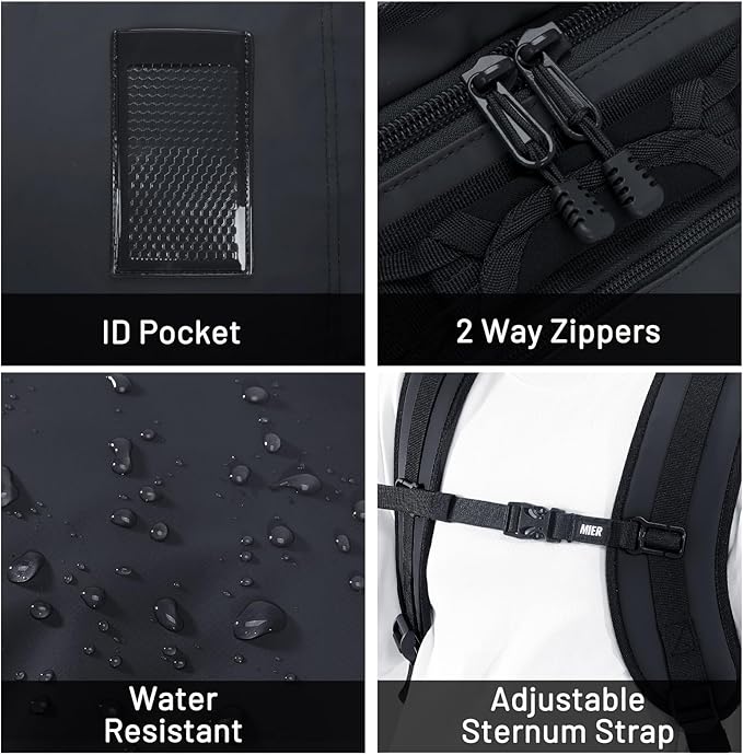 MIER Large Duffel Backpack Sports Gym Bag with Shoe Compartment, Heavy Duty and Water Resistant, Black, 90L