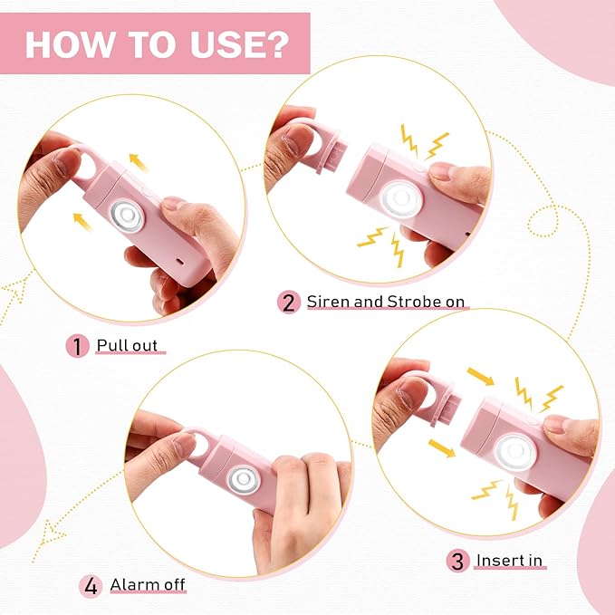 Tellegloww 6 Pcs Rechargeable Personal Safety Alarm for Women, 130db Personal Alarm Protection Keychains Loud Siren with LED Self Defense Keychain for Senior Mom Gift(White,Pink,Bule,Black,Keychain)
