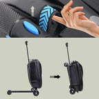 2-in-1 Ride-On Scooter Suitcase for Kids & Adults, 20” Foldable Hardshell Carry-On Luggage for Travel, Lightweight Kids Scooter Bag with Wheels