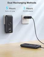 Portable Charger, 10000mAh 22.5W Power Bank Fast Charging with Wall Plug, Built-in Cables, LED Display, Compact Lightweight USB C Travel Battery Pack for iPhone 17/16, Android Cell Phone, Pad, iWatch