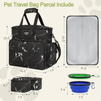 LARIPOP Dog Travel Bag Airline Friendly for Small Medium Large Dogs, Pet Travel Organizer with Collapsible Bowls Food Containers Mat, Waterproof Portable Tote for Dog Outdoor Travel