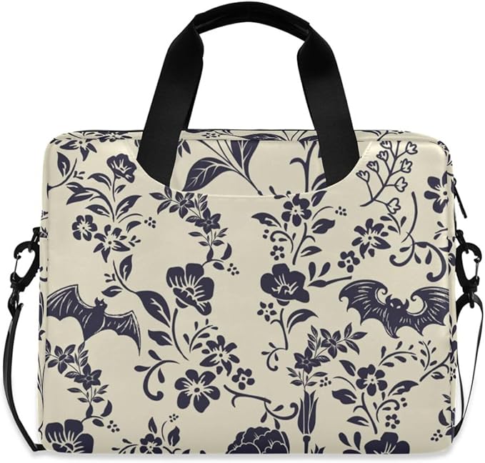 Goth Bat Flower Laptop Case 15.6 inch Computer Bag Waterproof Laptop Briefcase Laptop Bag for Women & Men