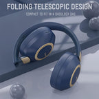 LORELEI B-C6 Wireless Over Ear Headphones, 50H Playtime Foldable Lightweight Bluetooth Headsets, Deep Bass, Built-in Microphone, Memory Foam Earmuff, for Travel, Home Office (Navy Blue)