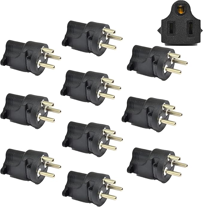 Ceptics Denmark Travel Power Plug Adapter Accepts USA NEMA 5-15R - ETL Certified - Industrial Grade (IG-20-10PK)