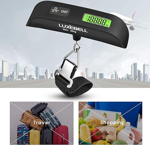 Luxebell Luggage Scale Portable Handheld Digital Suitcase Weight 110lbs Airplane Travel Essentials Gift LCD Backlight Temperature Sensor
