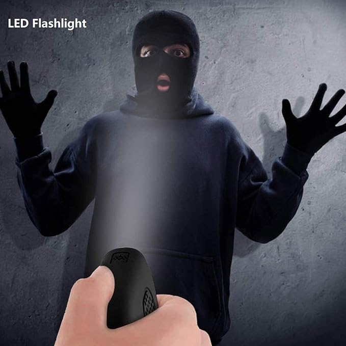 Safesound Personal Alarm Siren Song 1-Pack - 130dB Self Defense Alarm Keychain with Emergency LED Flashlight - Security Personal Protection Devices for Women Girls Kids and Elderly （Black）