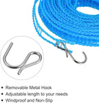 uxcell Portable Clothesline, 32.8ft Nylon Windproof Non-Slip Washing Line Rope for Courtyard Outdoor Travel Camping Laundry Drying, Blue