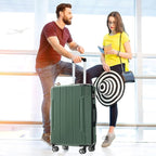 3 Piece Luggage Set, Hardside Suitcase with Spinner Wheels, TSA Lock & Expandable Hard Shell, Carry on and Checked Luggage for Travel, Maletas de Viaje for Men & Women(Green 3 Sets, 20/24/28")