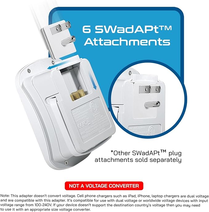 Ceptics 35W Universal Travel Adapter Kit – 2 USA sockets, USB-A, USBC, 1x PD 35W USB-C and USBC Cable, Surge Protected, Plugs for EU, UK, China, AU, Japan - for Laptop, Phone, Camera-ETL Tested