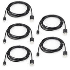 Micro USB Cable 5-Pack 6ft - Fast Sync Charging Cord for Android, Samsung, Nexus, LG, HTC, Nokia, Sony - USB-A to MicroUSB Charger Cables