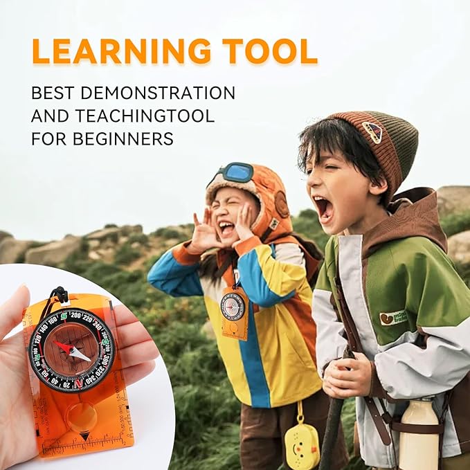 Compass Hiking Survival, Wilderness Survival Compass for Kids- Magnetic Gear Set Navigation Map- Backpacking Camping Hunting Survival