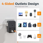 TESSAN USB C Charger Block 20W PD, Fast Charging Adapter with Foldable Plug, 1875W Power Outlet Extender(4 AC and 4 USB) for Cruise, Home, Office, Dorm Room Essentials, Black