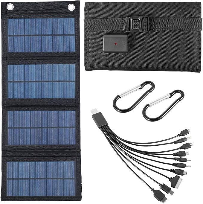100W Solar Panel Folding Charger IP65 Waterproof USB Solar Power Charger with 2 Hooks & 1 Adapter, Portable SunPower Solar Panel for Camping Power Bank Phone Charger for Outdoor