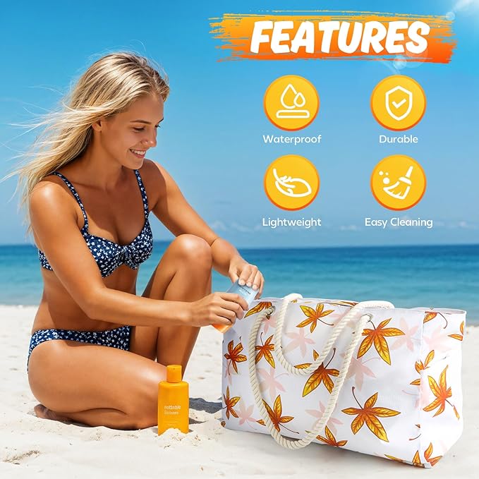 SRISE Large Beach Bag for Women & Men, Beach Bags Waterproof Sandproof, Travel Tote Bag, Swim Pool Bag for Family Outdoor