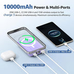 Azmuth Magnetic Power Bank,10000mAh for MagSafe Battery Pack, 22.5W PD Fast Charging,LED Display & Foldable Stand Wireless Portable Charger for iPhone 17/16/15/14/13/12/Pro/Pro Max/Plus,Purple