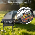 Anbte 2ft Small Roll Up Camping Table, 2 Adjustable Height Aluminum Portable Camping Table with Storage Net & Bag, Lightweight Waterproof Folding Table for Indoor Outdoor BBQ Picnic, 25” X 16”, Black