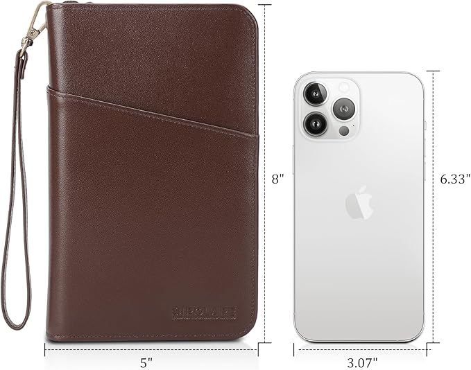 Polare Full Grain Leather Passport Holder Cover Case for Men and Women RFID Blocking Family Travel Wallet Holds 6 Passports