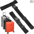 BILIONE Luggage Connector Straps, Suitcase Straps to Connect 3 Suitcases ＆ Add A Bag, Luggage Straps for Suitcases Adjustable Buckle Belt (Black, 2 Pack)