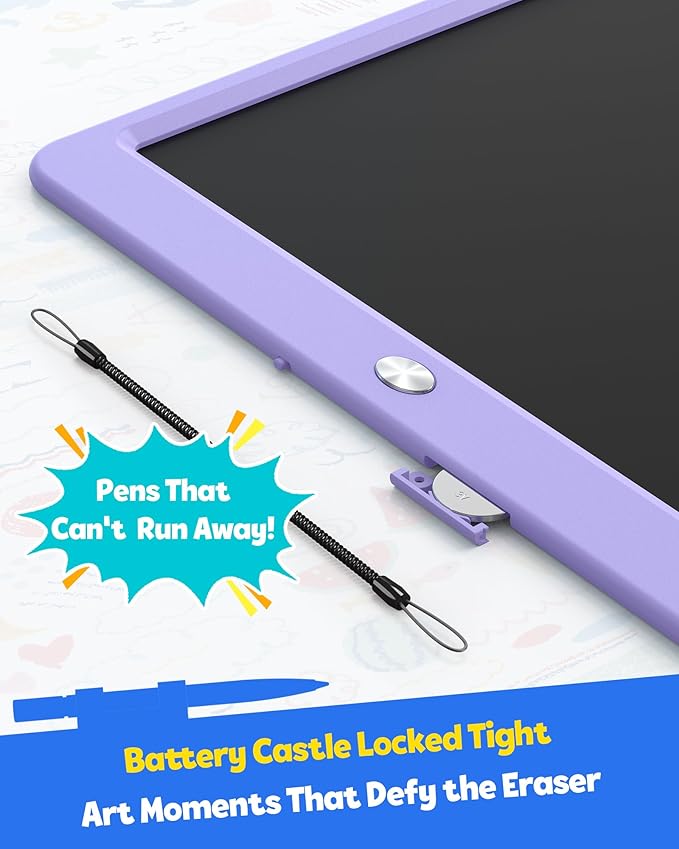 TEKFUN 12 Inch LCD Writing Tablet for Kids, Coloring Drawing Pad, Mess Free Doodle Board, Airplane Travel Toys for Boys and Toddlers, Road Trip Essentials, Gifts for 3-8 Year Old Girls (Purple)
