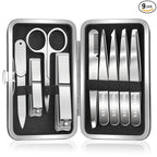 Tweezers and Nail Clipper Set with Case for Men Women, MORGLES 9 Pcs Professional Stainless Steel Tweezers No Gaps