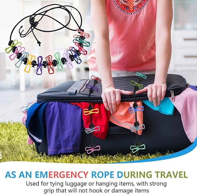 SenseYo Retractable Portable Clothesline for Travel with 22 Clothespins, Camping Clothes line for Indoor Outdoor Balcony Hotel Room Laundry Drying