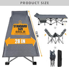ABORON Camping Cot with 2in Memory Foam Mattress, 900LBS Heavy Duty Sleeping Cot for Adults, Extra Wide Sleeping Cot, 1200D Double Layer Oxford Cot for Camping, Guest, Office Nap