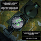 Cammenga Compass Military Grade Phosphorescent - Lensatic Compass Shock, Sand, and Waterproof, Tactical, Navigation - Made in The USA