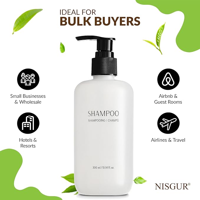 Shampoo Conditioner Body Wash and Lotion Kit 4 Pump Bottles Per Case Each 10.14 Fl oz/300 ML Aloe vera, Green Tea Extract Infused Hotel Toiletries