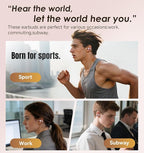 King Lucky Clip-On Earbuds Gen 3, Open-Ear Wireless Bluetooth 6.0 Headphones with Mic, Secure Fit for Small Ears & Glasses Wearers, 50H Playtime, ENC, IPX5 Waterproof Sport Ear Buds (Pink)