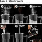 OVENTE French Press Coffee Maker 20 Ounce with Heat Resistant Borosilicate Glass & Stainless Steel 4-Level Filtration System, Portable Cold Brew Coffee Maker for Travel, Camping or Gift, Black FPW20B