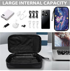Cartoon Axolotl Print Travel Cable Organizer Bag Waterproof Portable Electronic Accessories Organizer for USB Cable Cord Phone Charger Headset Wire SD Card