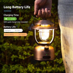 Lepro Vintage LED Camping Lantern Rechargeable - 15000mAh Power Bank, 1000LM Stepless Dimming, Dual Color Temp 2500K & 5000K, IPX4 Waterproof Retro Railroad Lantern for Camping, Home Decor & Emergency