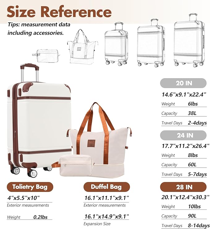 Merax Luggage Set 28 IN Hardside Suitcase with Duffel Bags Luggage with Spinner Wheels