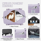 Travel Duffel Bag, Sports Tote Gym Bag, Shoulder Weekender Overnight Bag for Women
