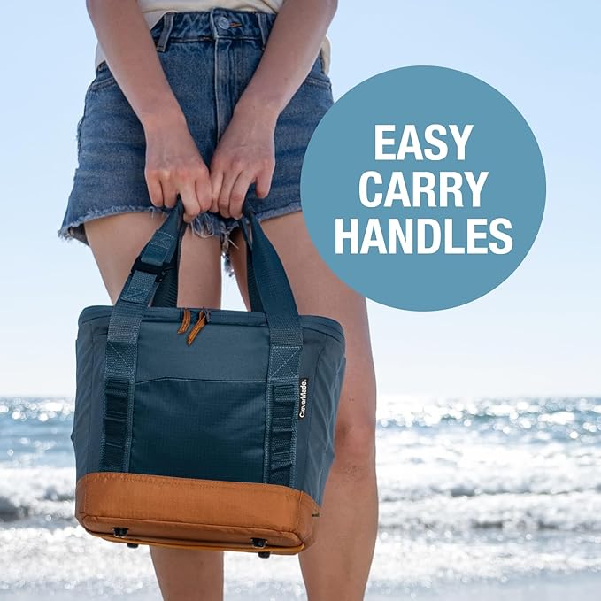 CleverMade Pacifica Collapsible Cooler Bag – Small Portable Cooler Bag for Travel, Foldable Insulated Cooler for Beach, Picnic & Road Trips, Holds Up to 18 Cans, Leakproof Soft Carry Cooler - Gray