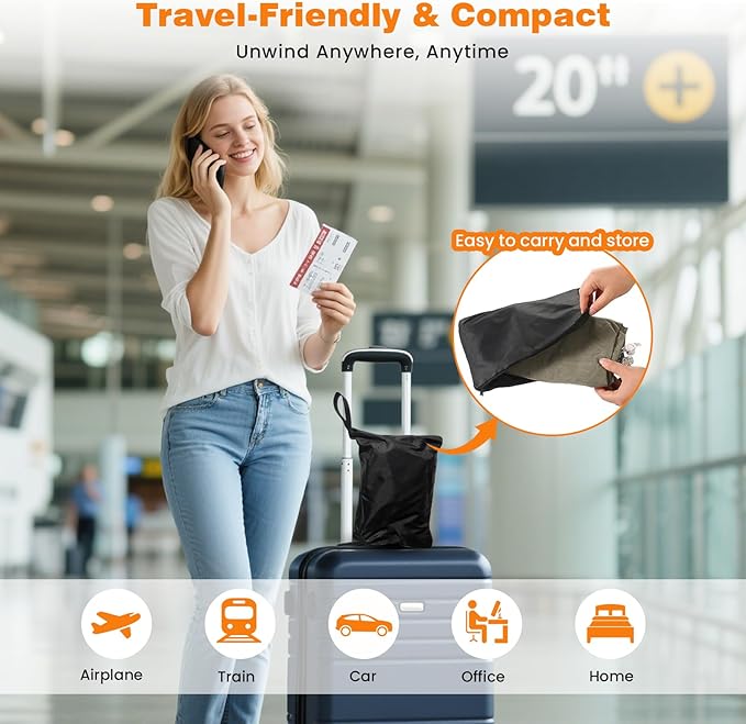 Inflatable Foot Rest Pillow for Travel, 5 Height Adjustable Leg Rest Pillow for Economy Class, Car, Office and Homes